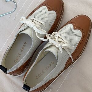 Cole Haan Cream and Brown Brogue Shoes